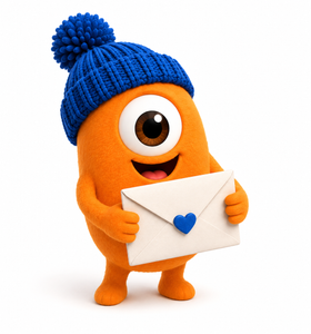 Pompon tenant une enveloppe