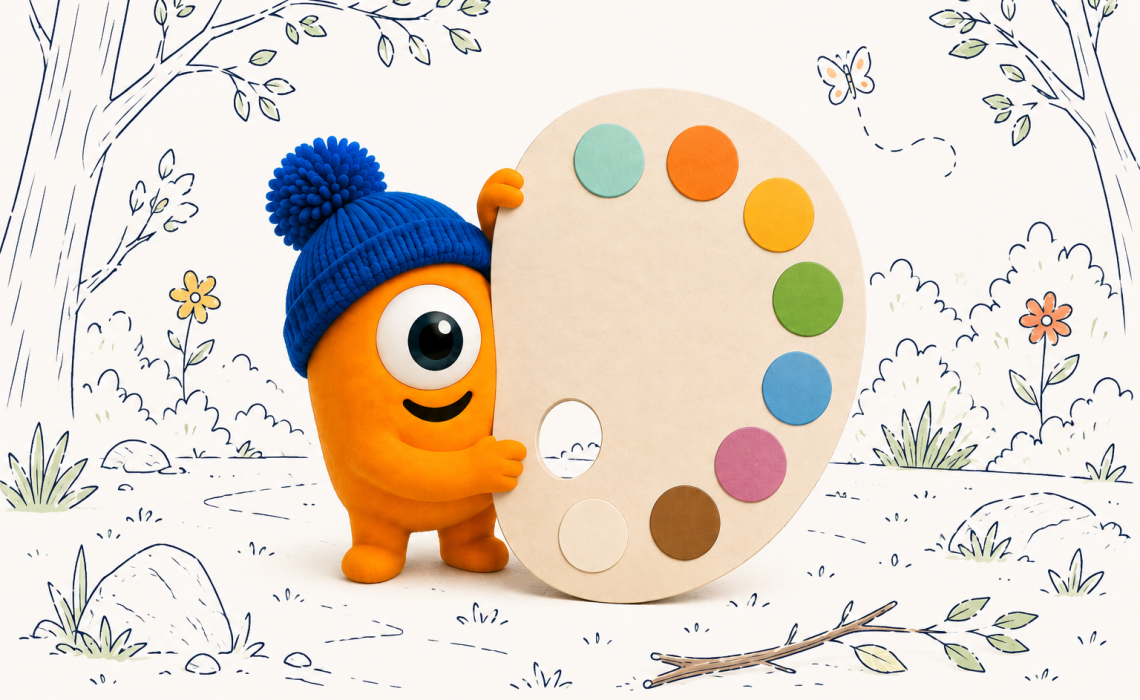 Pompon présente une palette de couleurs pour une chasse aux couleurs dans la nature