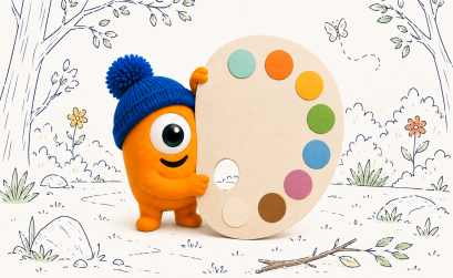 Pompon présente une palette de couleurs pour une chasse aux couleurs dans la nature